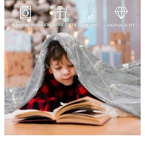 Glow in The Dark Blanket Dinosaur Throw Blanket for Boys Kids Soft Warm 60x80 - Picture 7 of 8